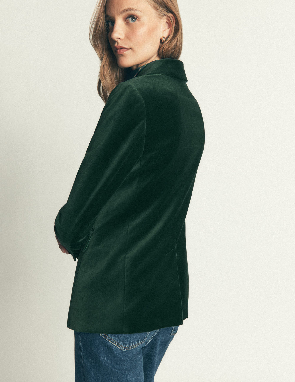 Stamford Velvet Blazer-Midnight Emerald - Image 3