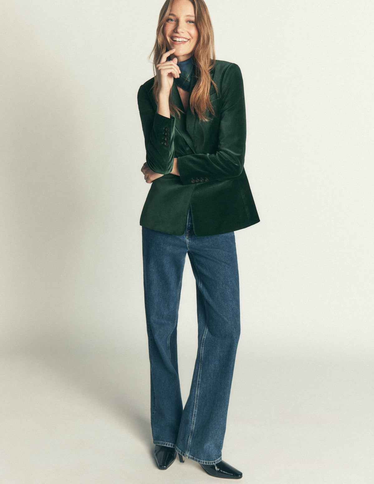 Stamford Velvet Blazer-Midnight Emerald - Image 5
