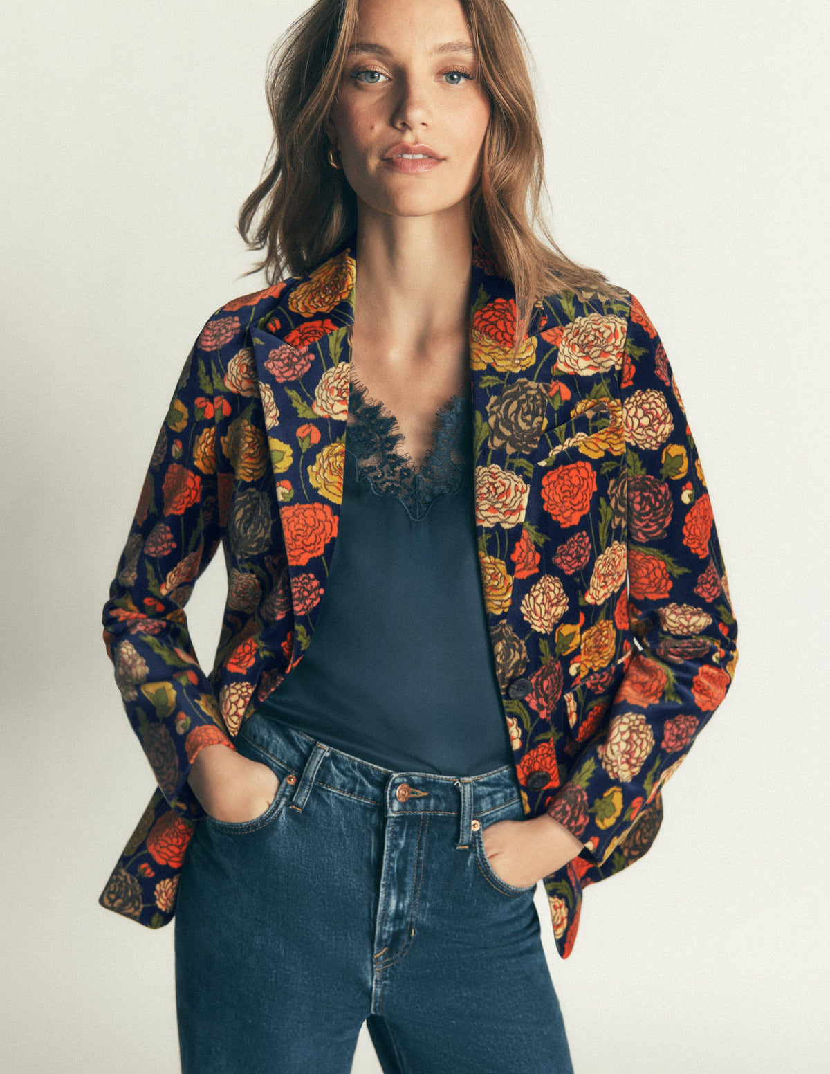 Stamford Velvet Blazer-Multi, Jewelled Bunch - Image 2