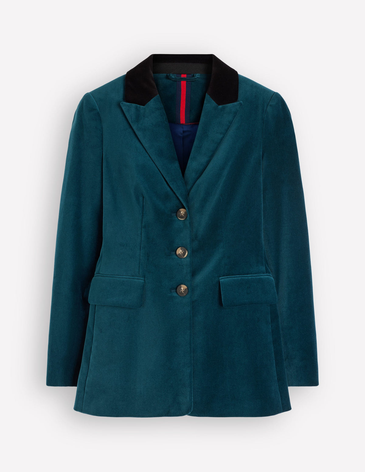 Longline Velvet Button Blazer-Teal Ocean - Image 8