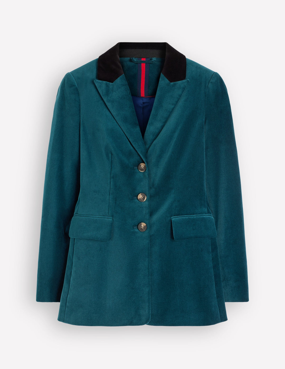 Longline Velvet Button Blazer-Teal Ocean-8
