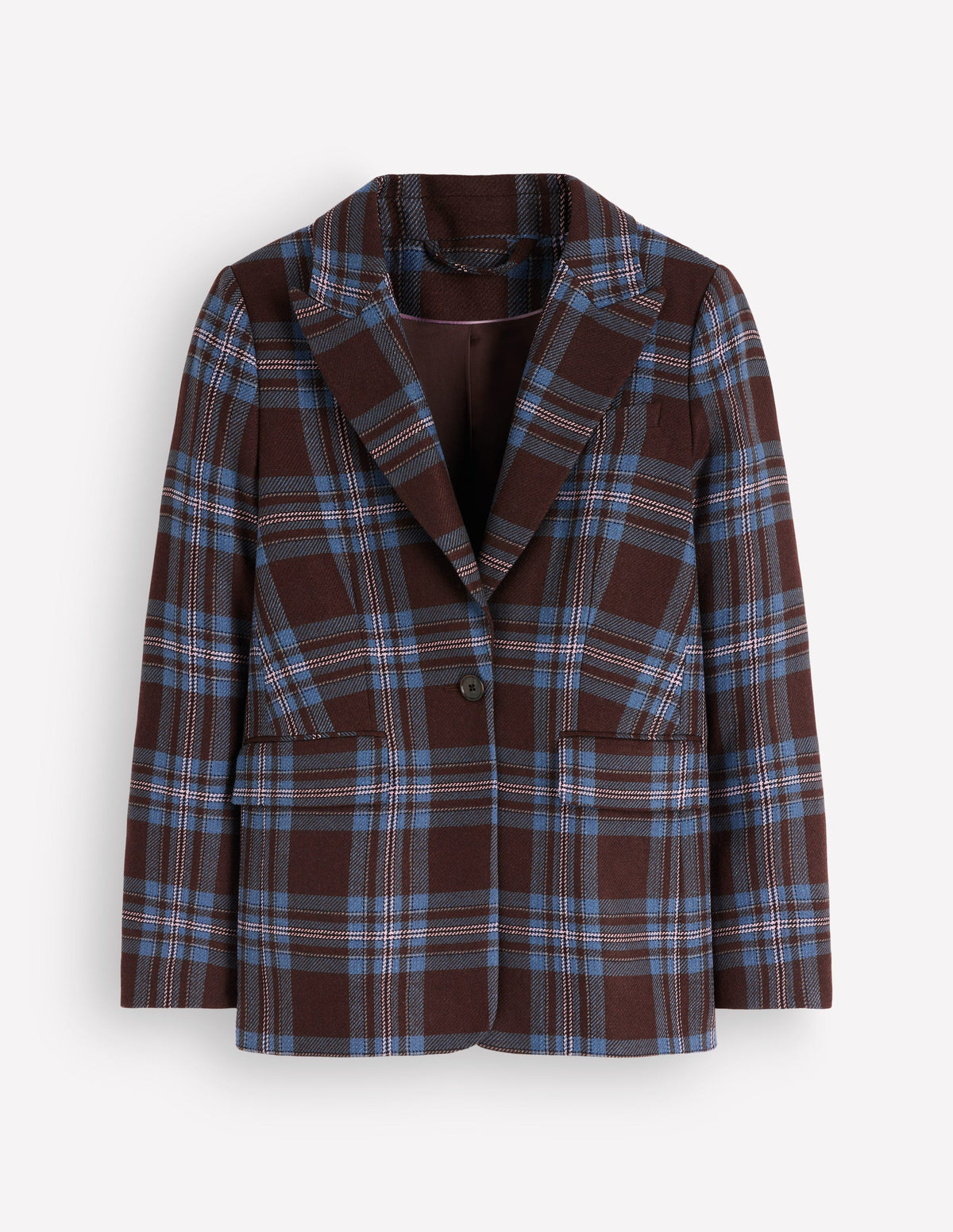Woodbridge Wool Blend Blazer-Brown, Blue and Pink Check-6