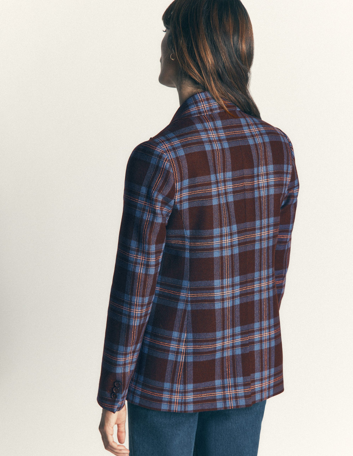 Woodbridge Wool Blend Blazer-Brown, Blue and Pink Check-3