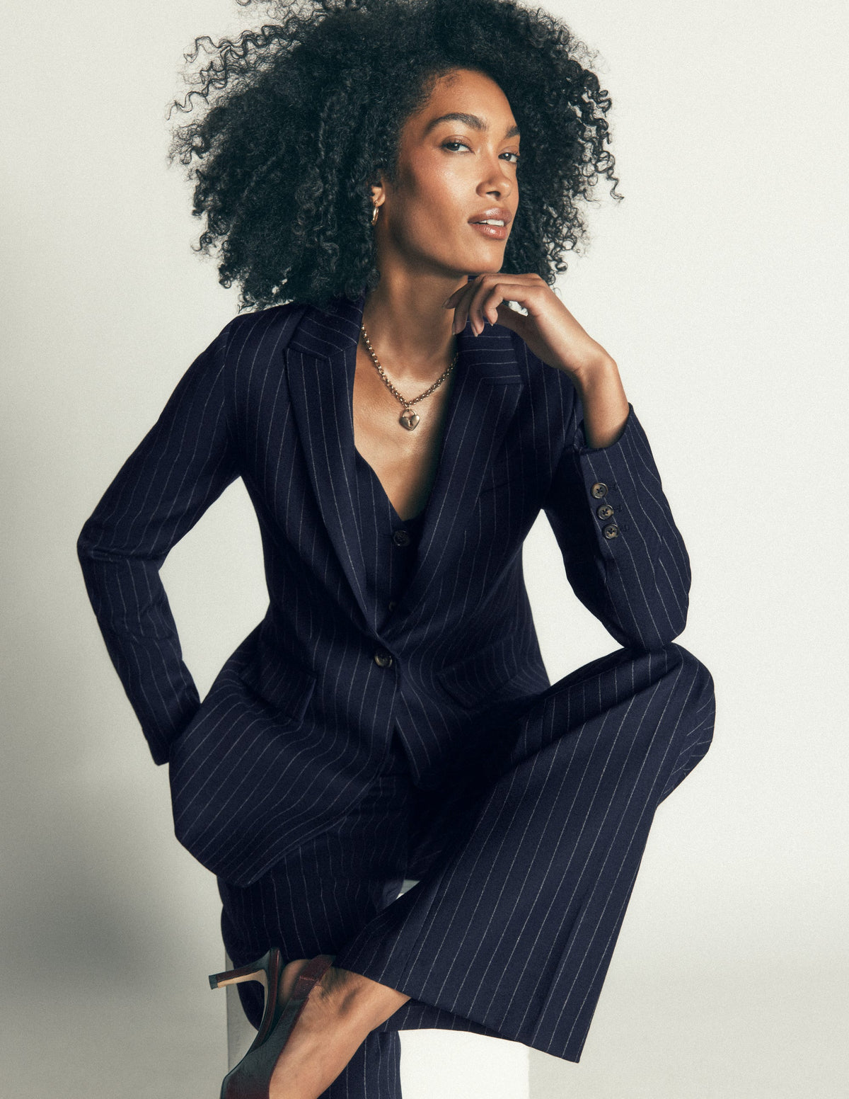 Woodbridge Wool Blend Blazer-Navy Pinstripe-1