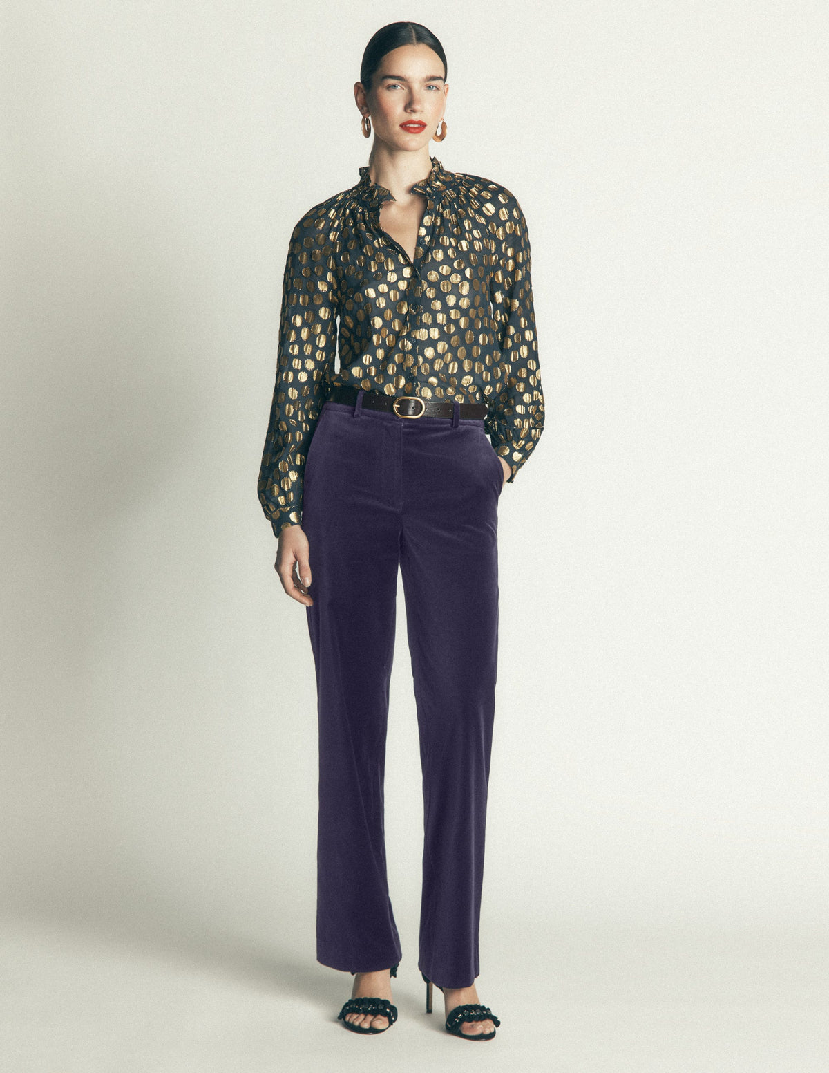 Fitzrovia Velvet Trousers-Navy - Image 1