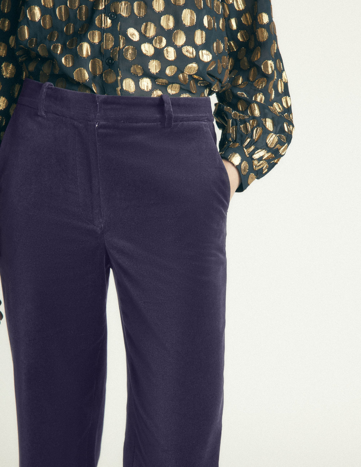 Fitzrovia Velvet Trousers-Navy - Image 2