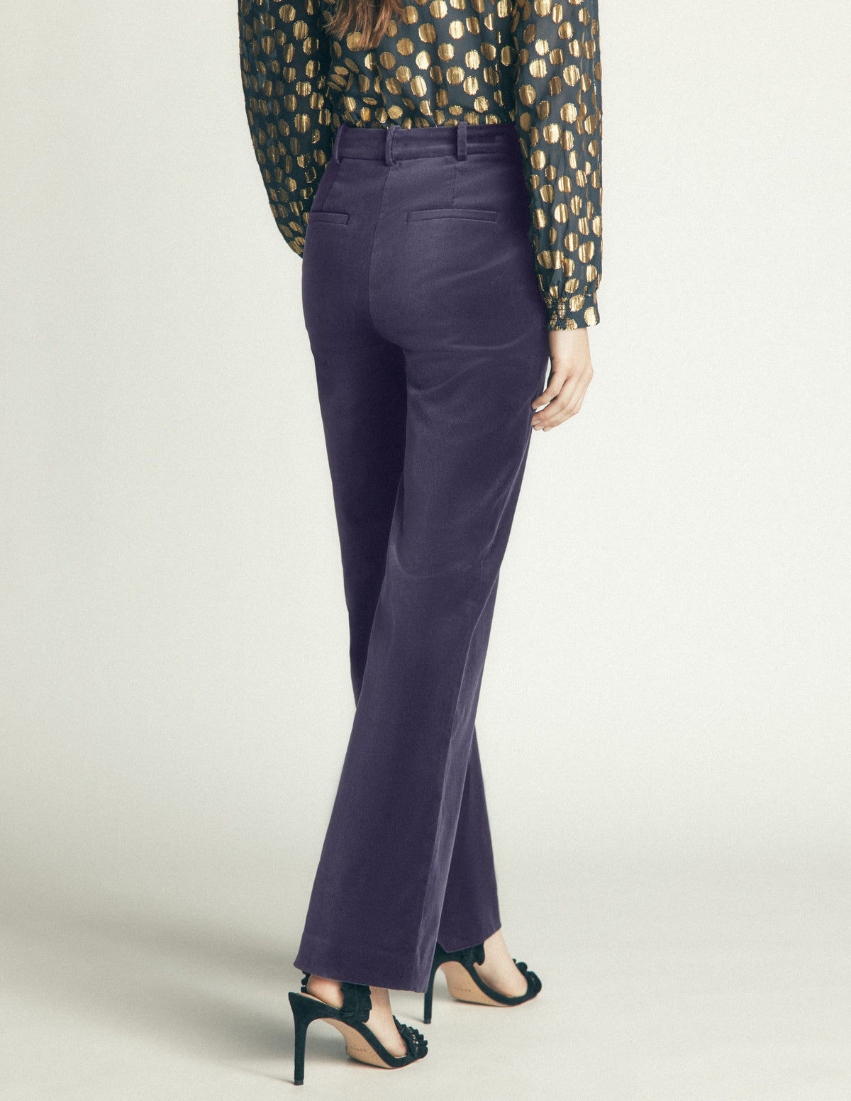 Fitzrovia Velvet Trousers-Navy - Image 3