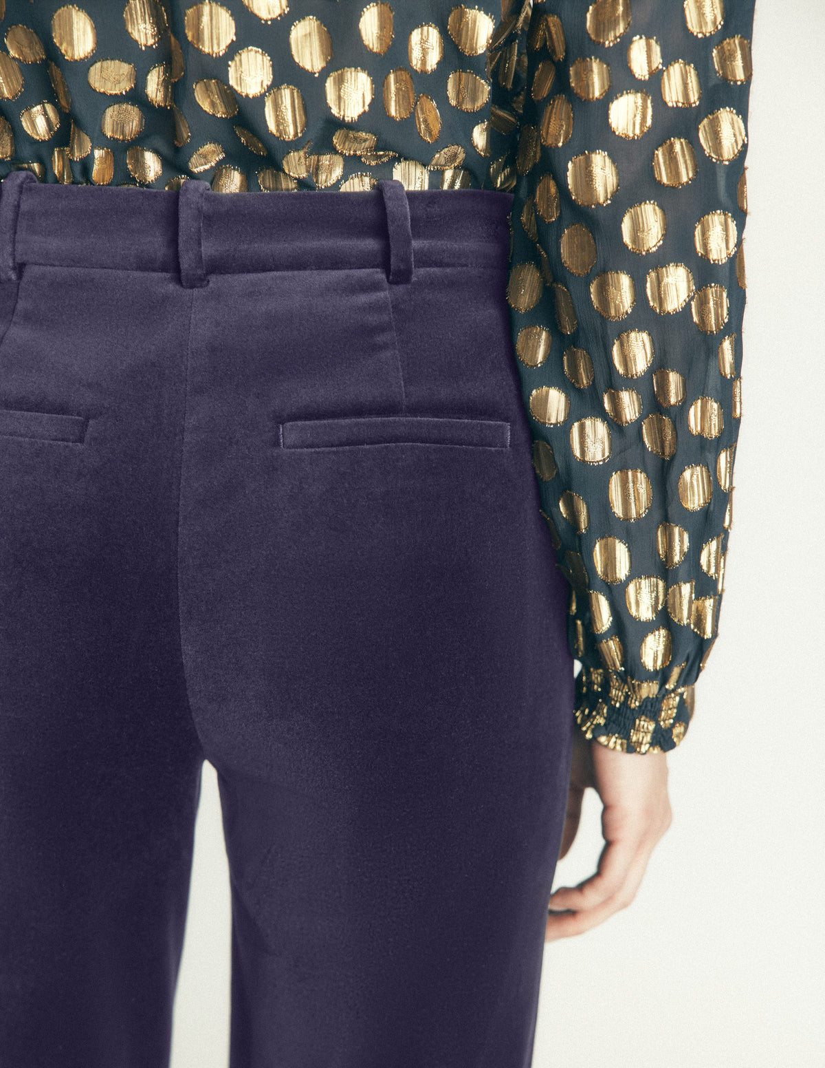 Fitzrovia Velvet Trousers-Navy - Image 4