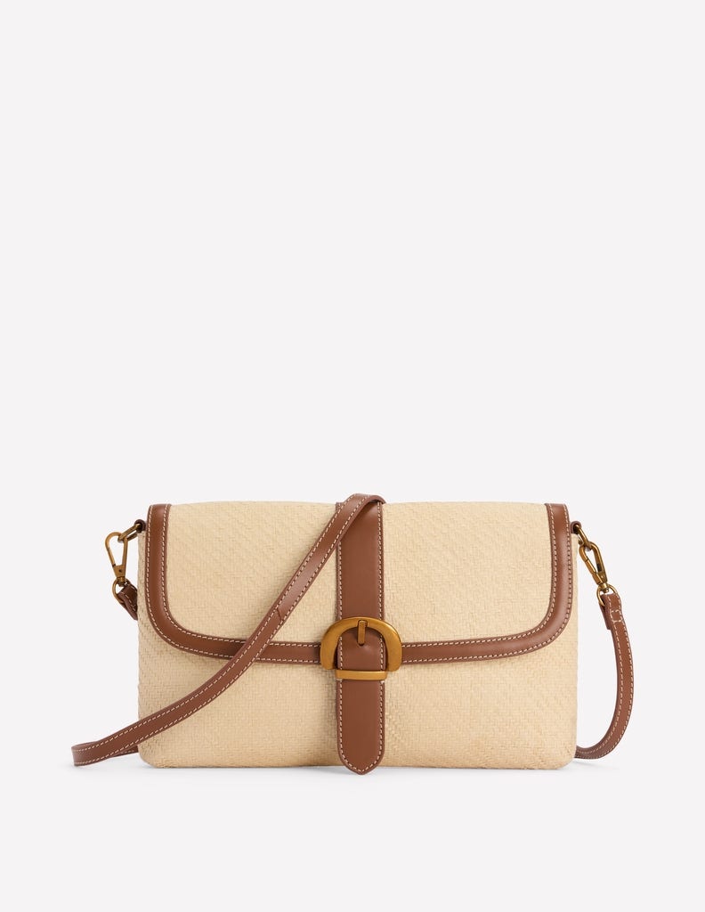 Buckle Crossbody Bag-Natural Raffia - Image 1
