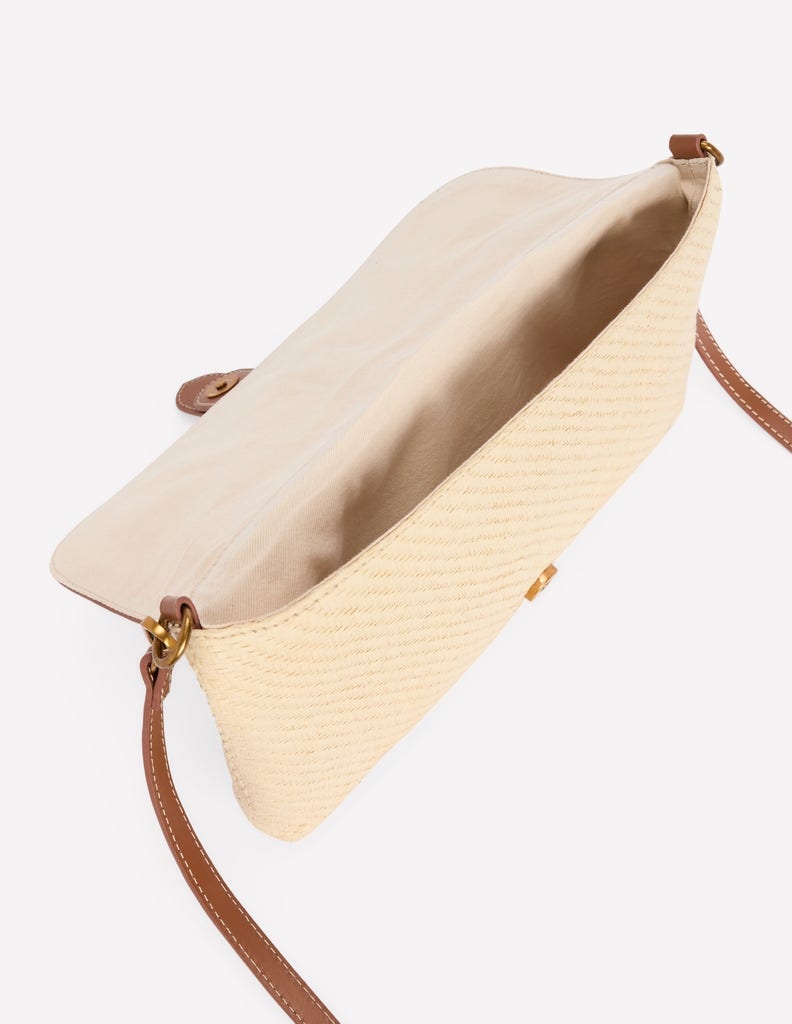 Buckle Crossbody Bag-Natural Raffia - Image 3