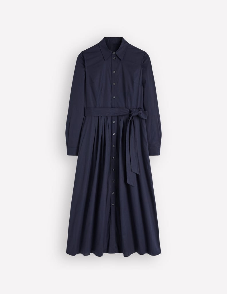 Alexa Cotton Midi Shirt Dress-Navy-7