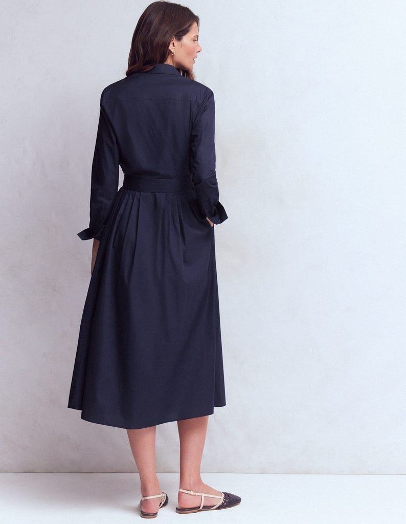 Alexa Cotton Midi Shirt Dress-Navy-1
