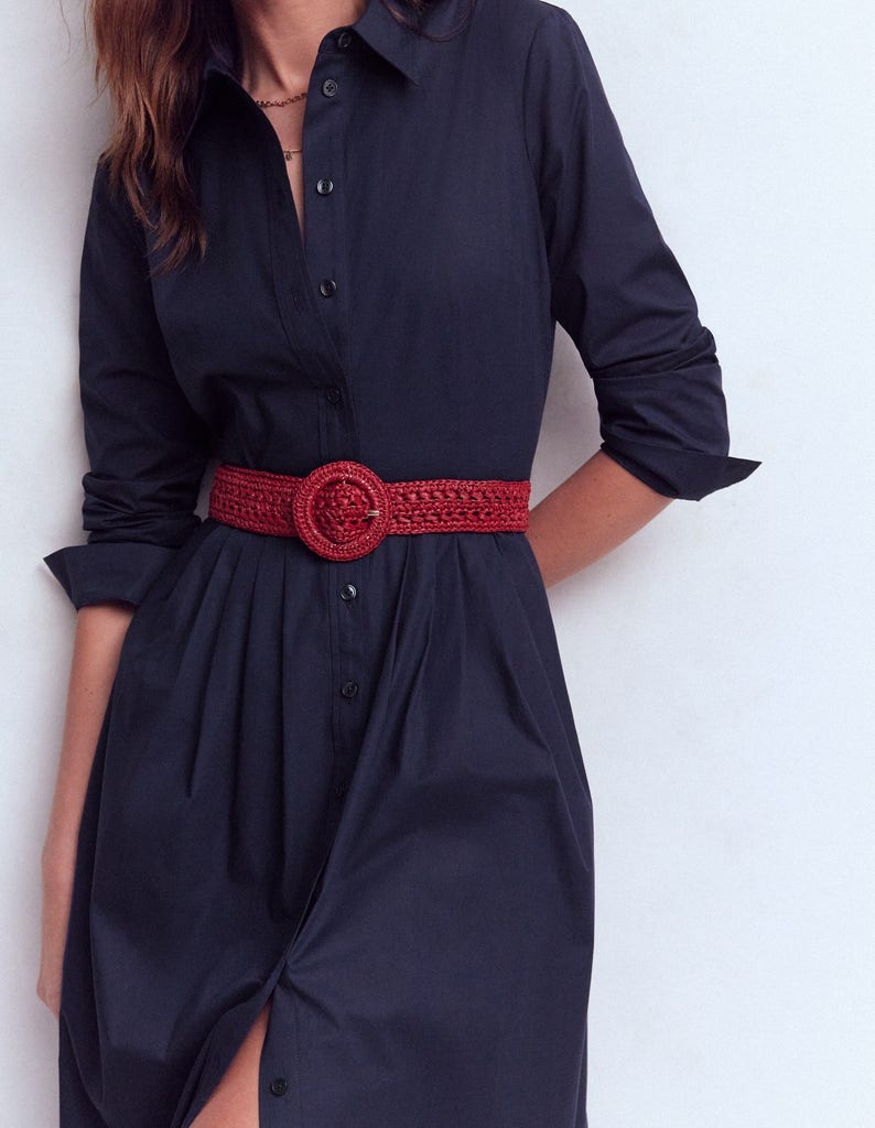 Alexa Cotton Midi Shirt Dress-Navy - Image 2