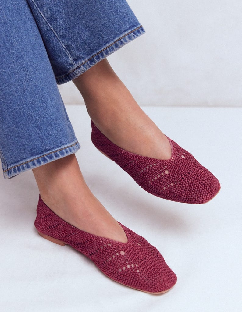 Knitted Ballet Flats-Oxblood - Image 2
