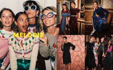 5 pictures of influencer Melodie styling different Boden party pieces