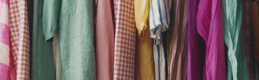 Colorful shirts hanging on a rack