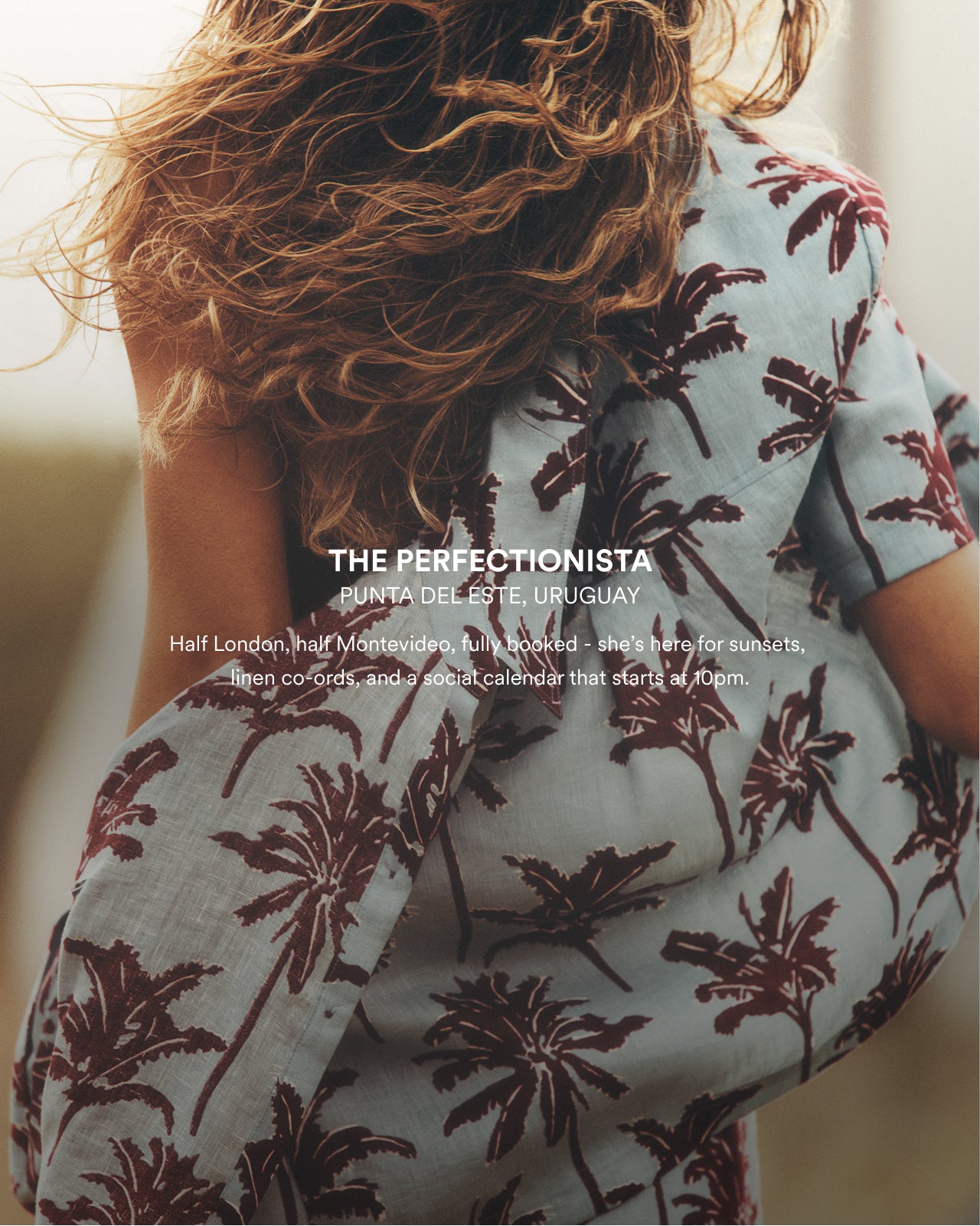 Person wearing a floral patterned shirt with text overlay