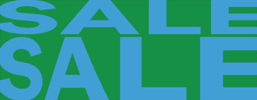 Blue 'SALE' text on a green background