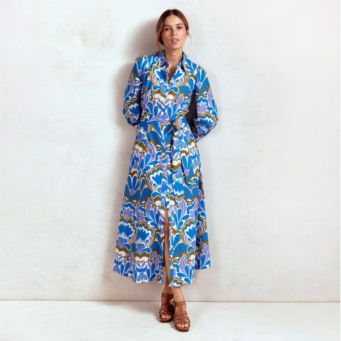 Cosy Dressing Gown-Starboard/Ivory | Boden UK