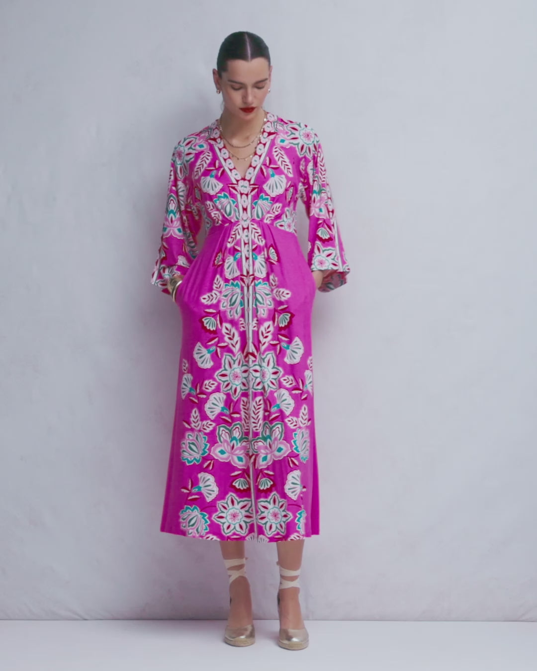 Nell Kimono Midi Jersey Dress