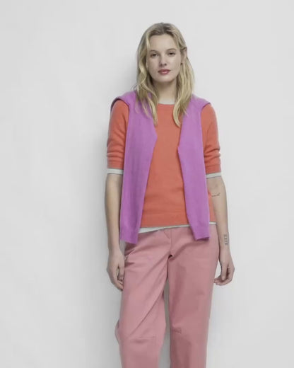 Eva Cashmere Cropped Cardigan-Warm Ivory-3