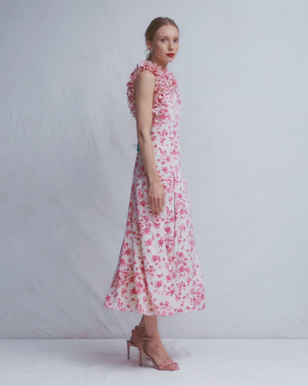 Ruffle Silk Midi Dress