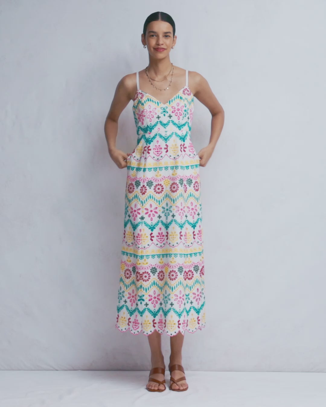 Empire Linen Broderie Dress-Multi Broderie-2