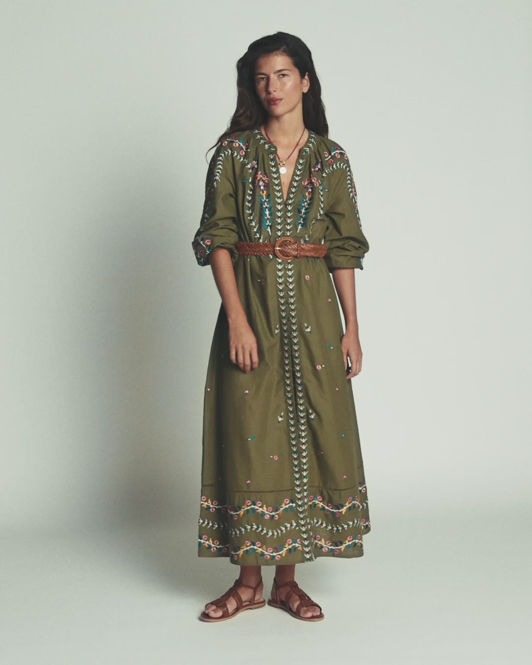 Embroidered Linen Dress