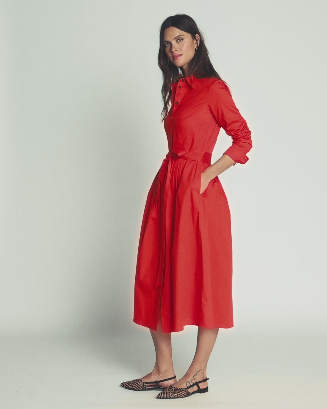 Alexa Cotton Midi Shirt Dress