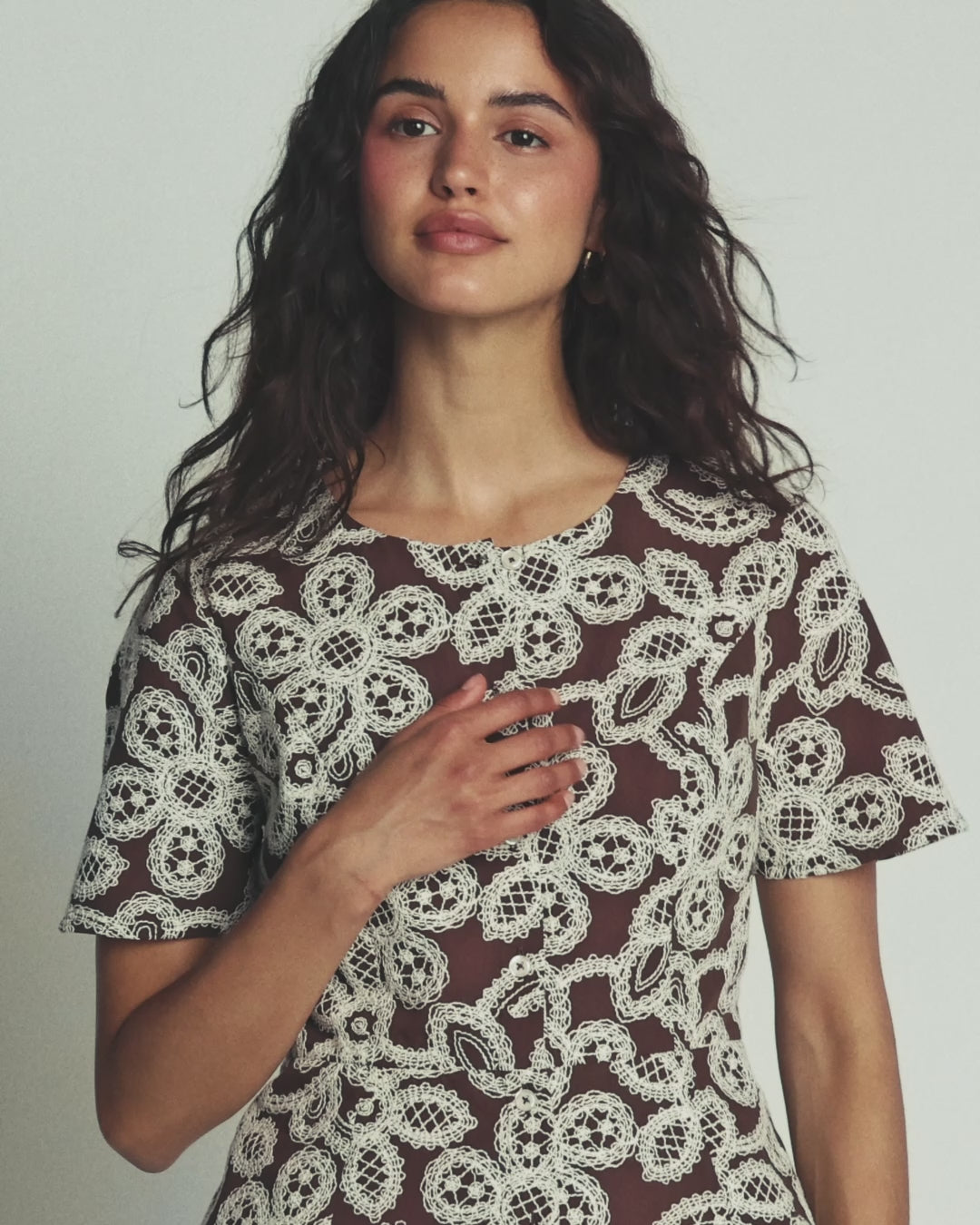 Embroidered Peplum Top