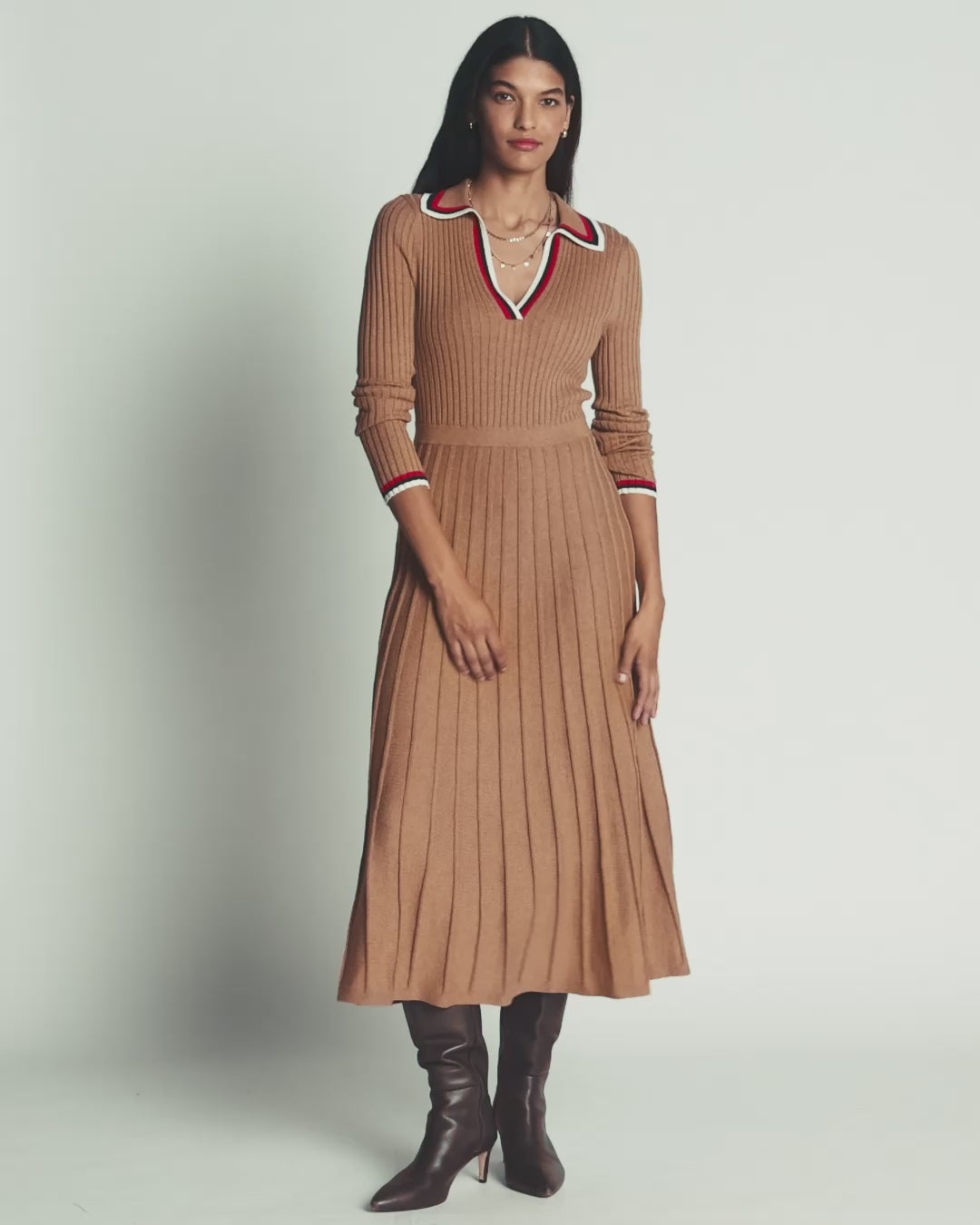 Ribbed Henley Knitted Dress
