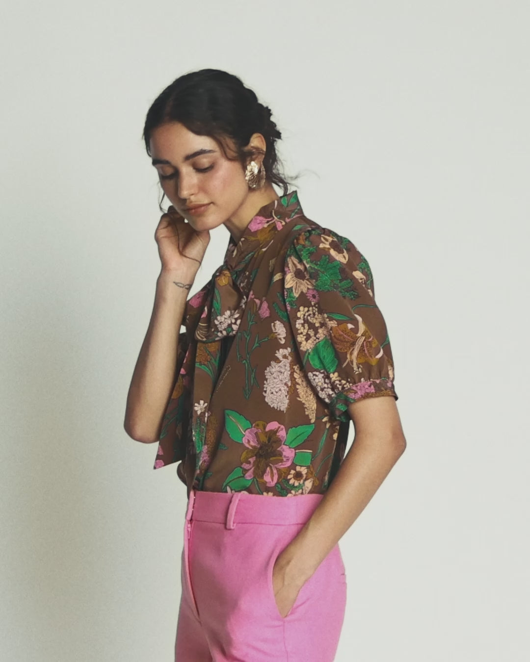 Tie Neck Silk Top