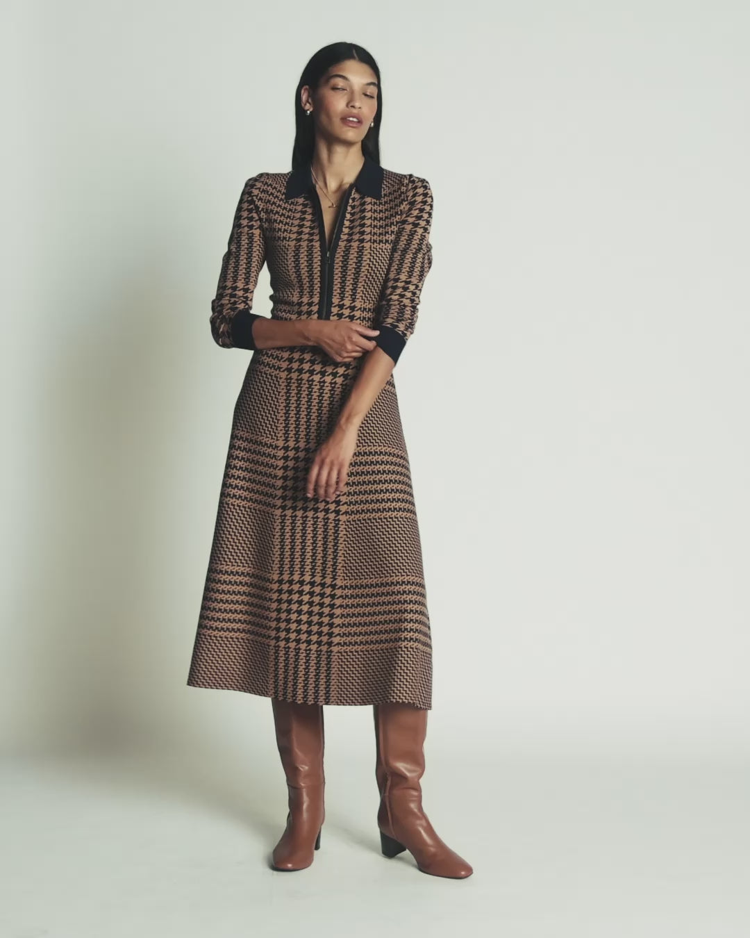 Fiona Zip Front Knitted Dress