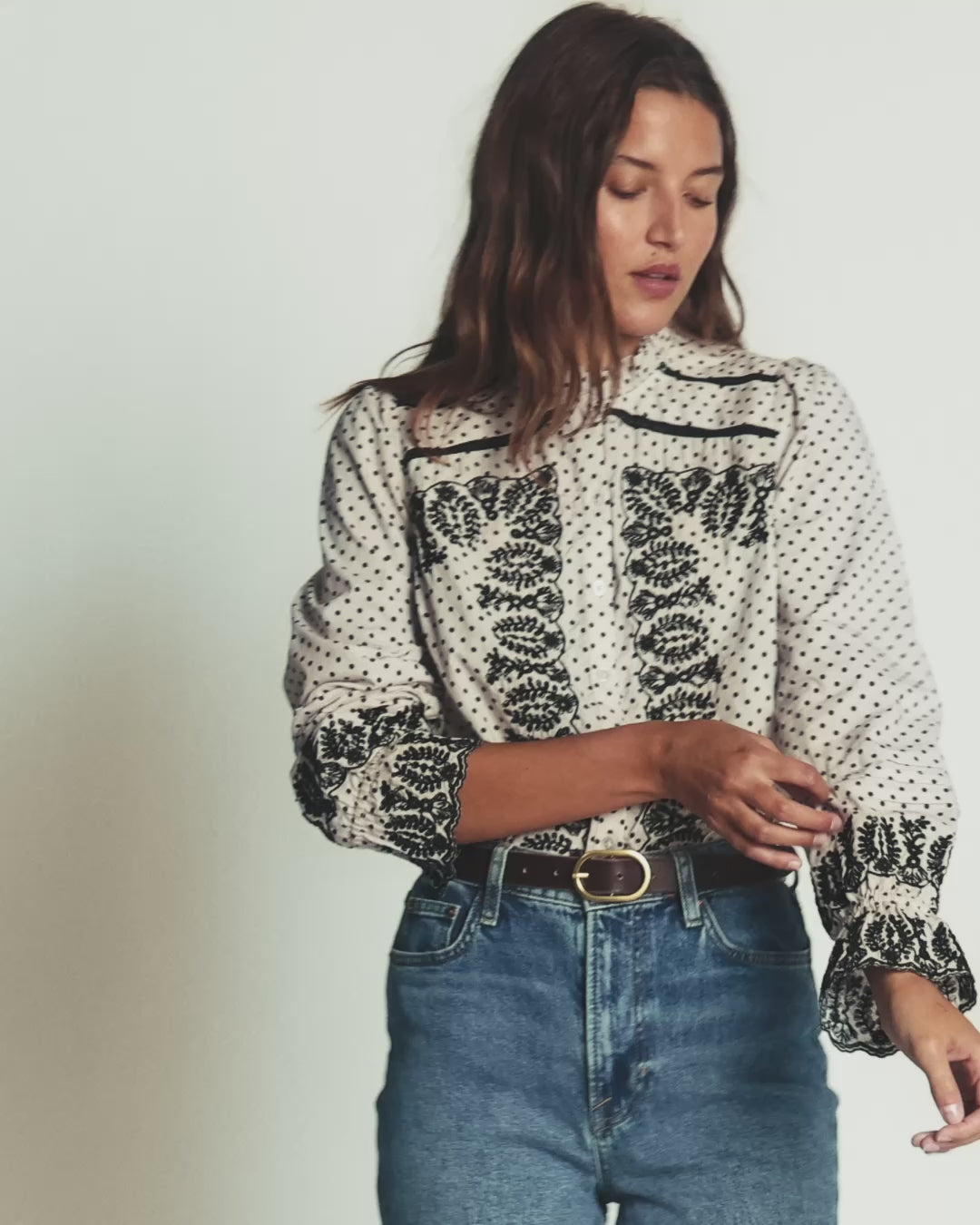 Lace Trim Beaded Cotton Top