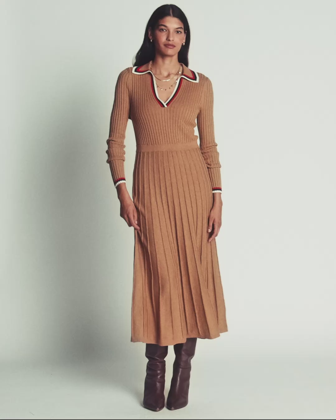 Ribbed Henley Knitted Dress