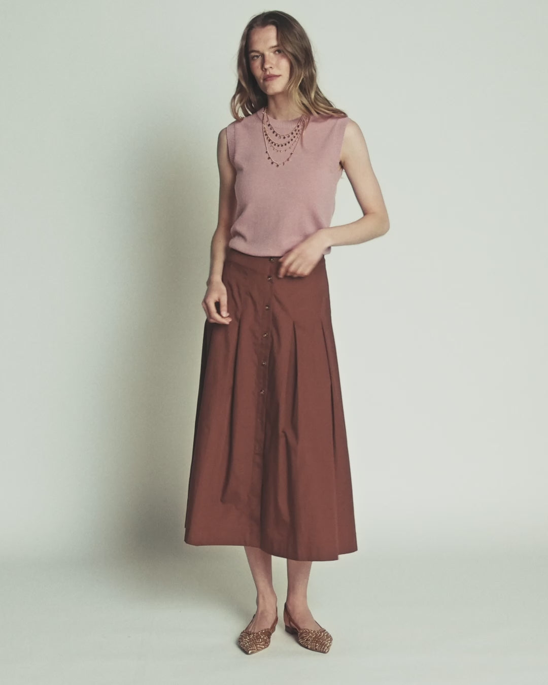 High Waist Pleated Skirt