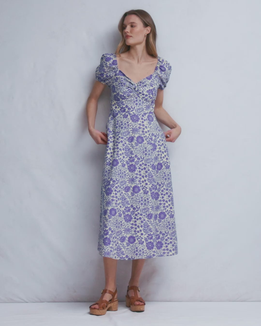 Twist Front Linen Blend Dress