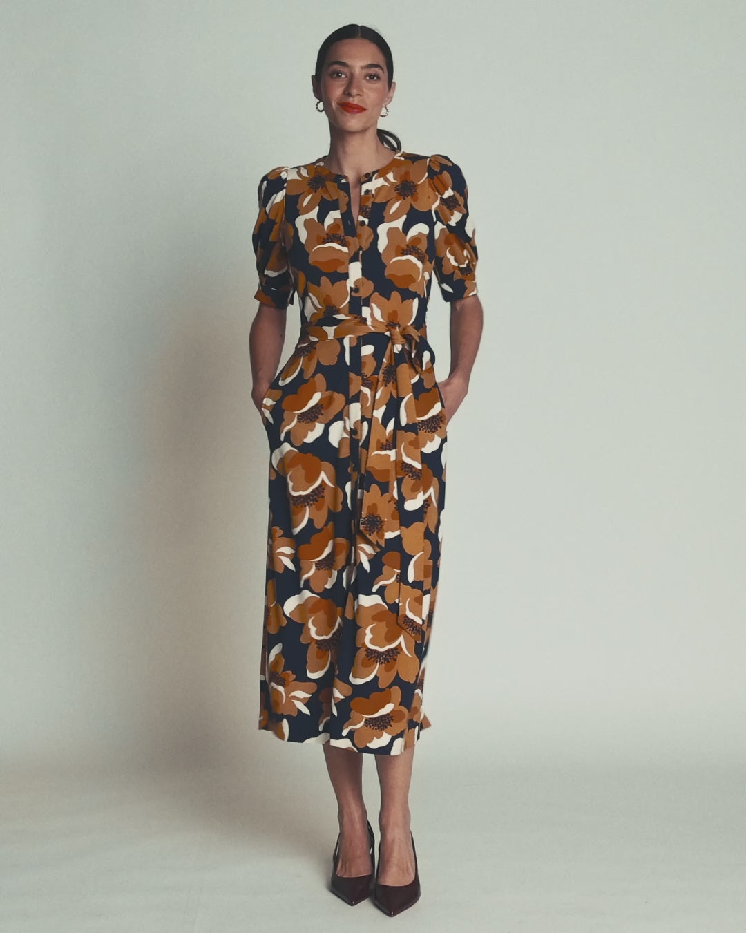 Puff Sleeve Ponte Shirt Dress