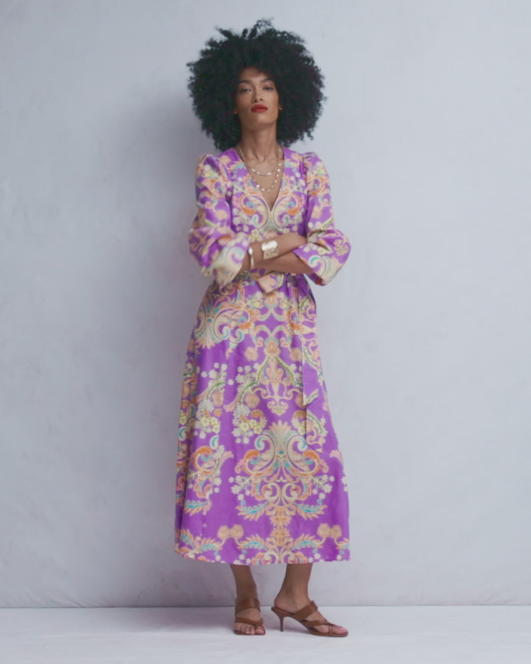 Florence Linen Blend Dress-Multi Enchanting Bouquet