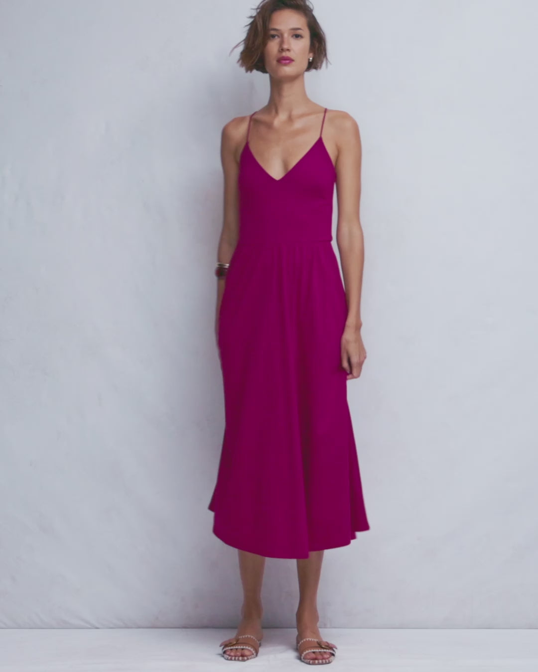 Cross Back Jersey Dress-Beet Red-2