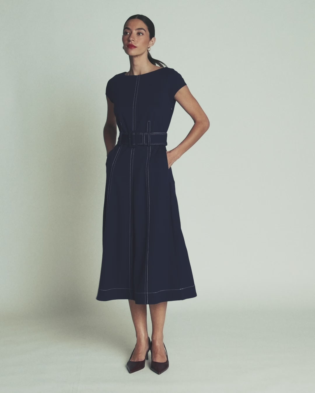 Topstitch Ponte Midi Dress