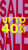 Promotional text 'UP TO 40% OFF' in bright yellow on a white background