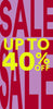 Promotional text 'UP TO 40% OFF' in bright yellow on a white background