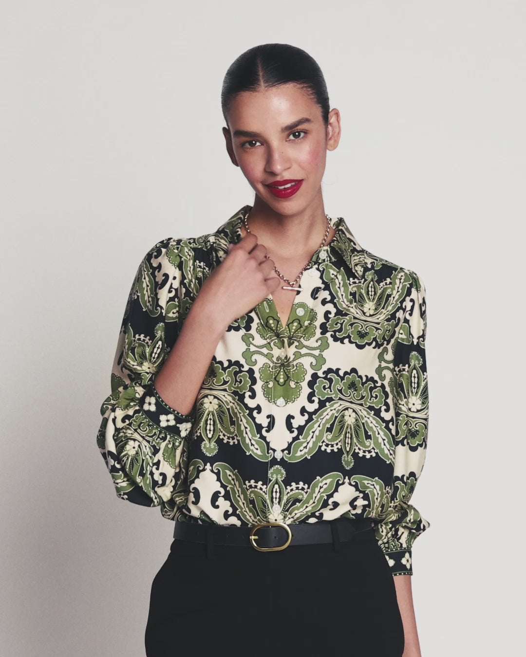 Long Sleeve Printed Shirt-Multi, Blossoming Gardenia-2