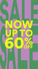 Green 'SALE' text on a purple background