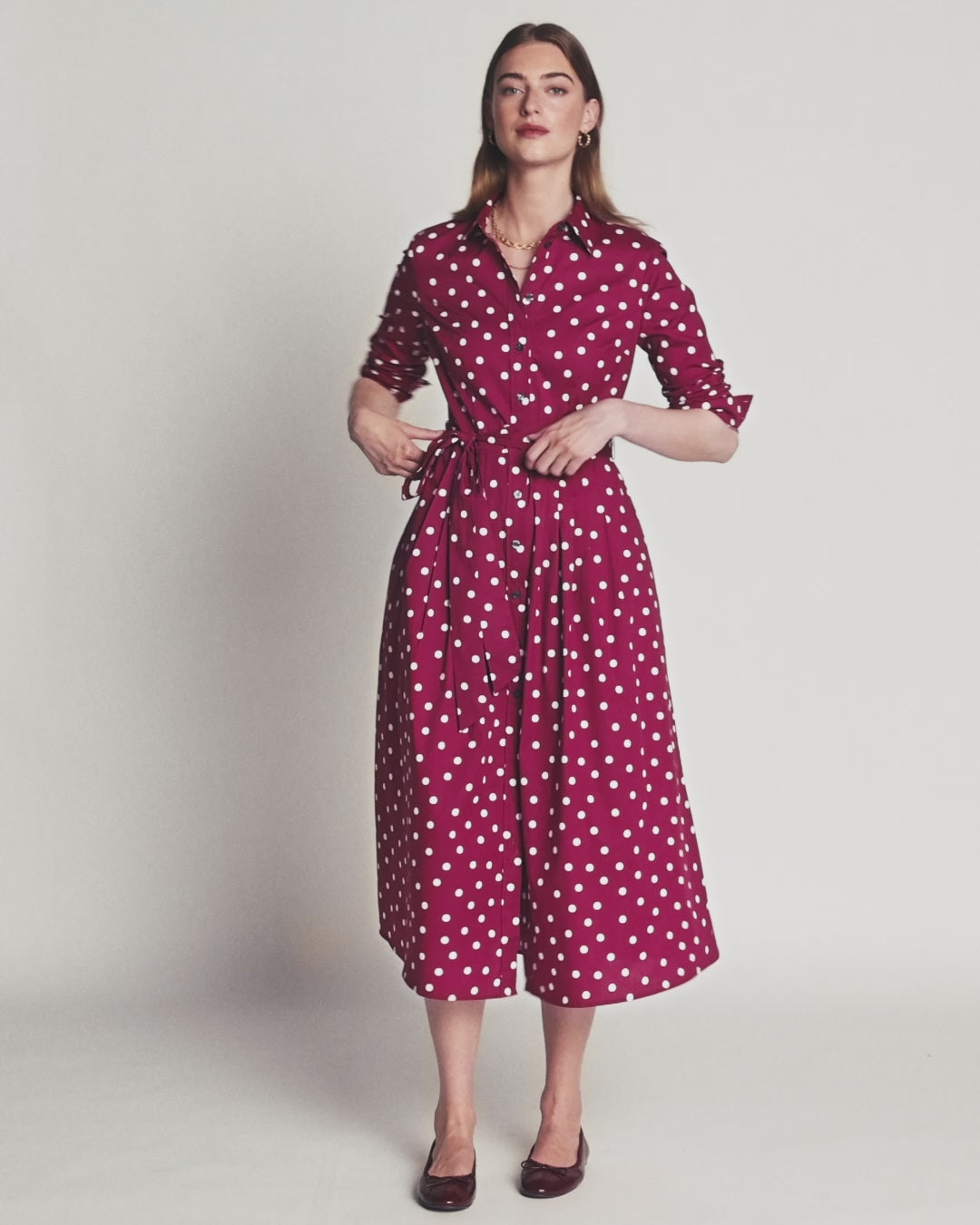 Alexa Cotton Midi Shirt Dress