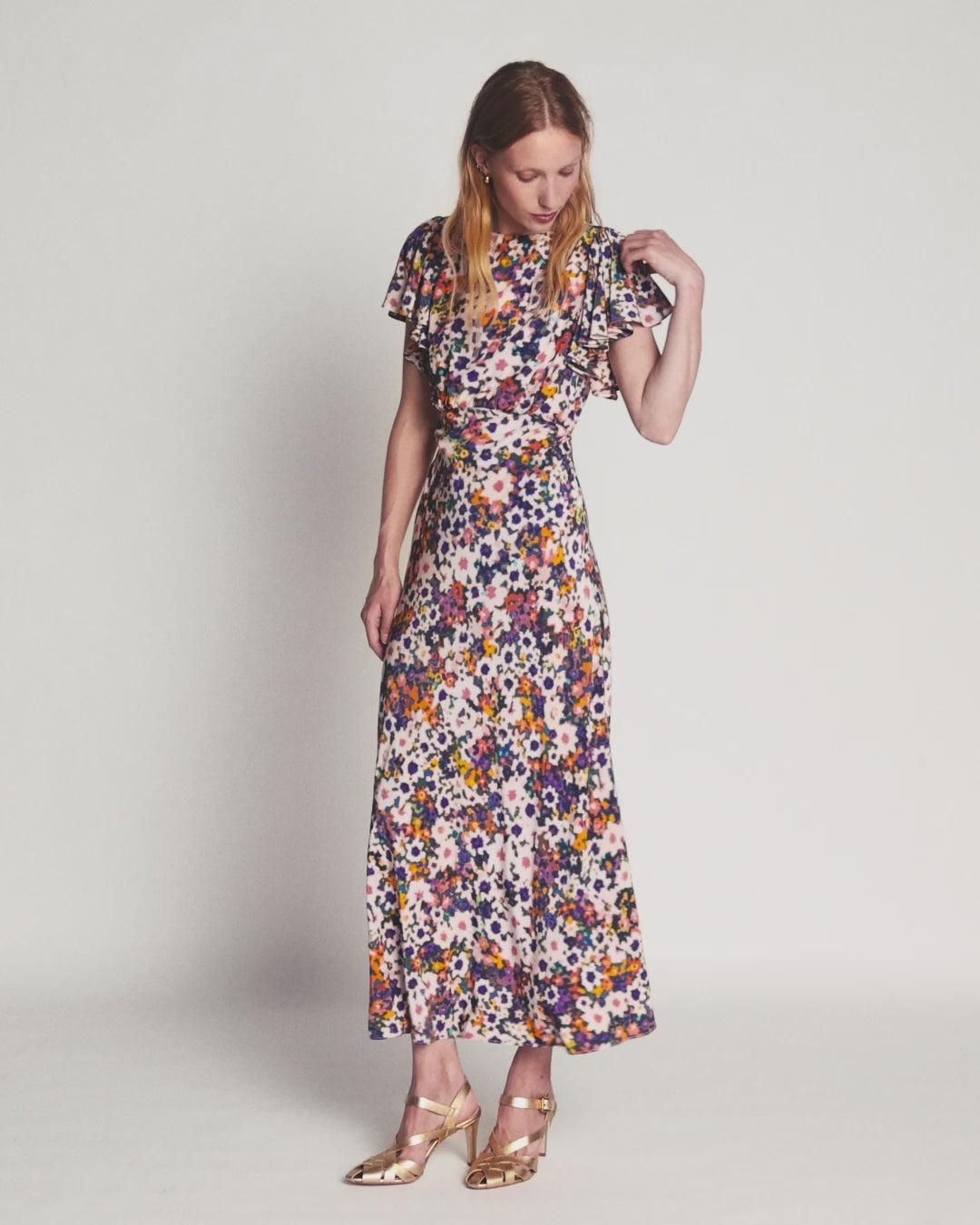 Draped Sleeve Occasion Dress