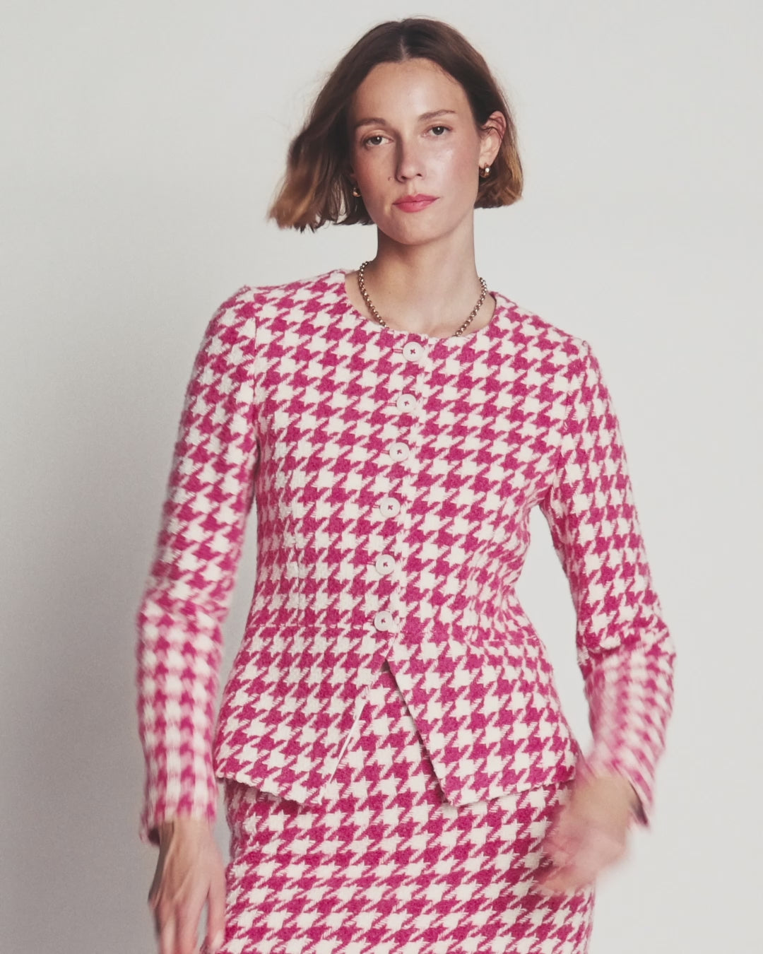 Collarless Wool Blend Blazer